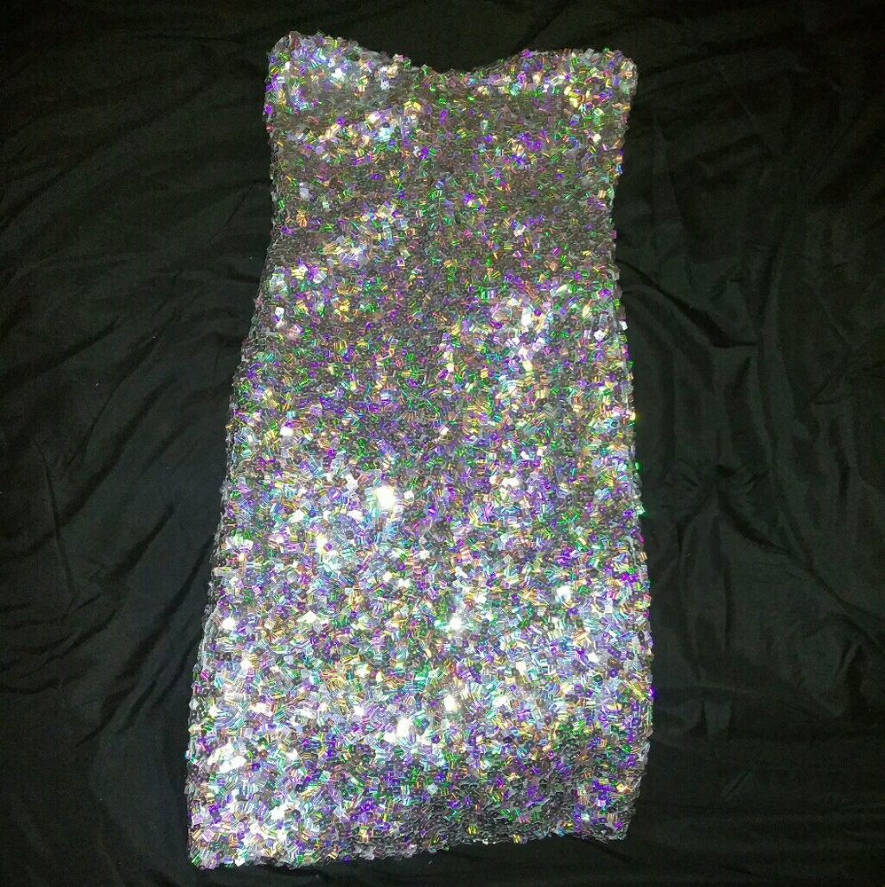 Silver sequin glitter bodycon dress